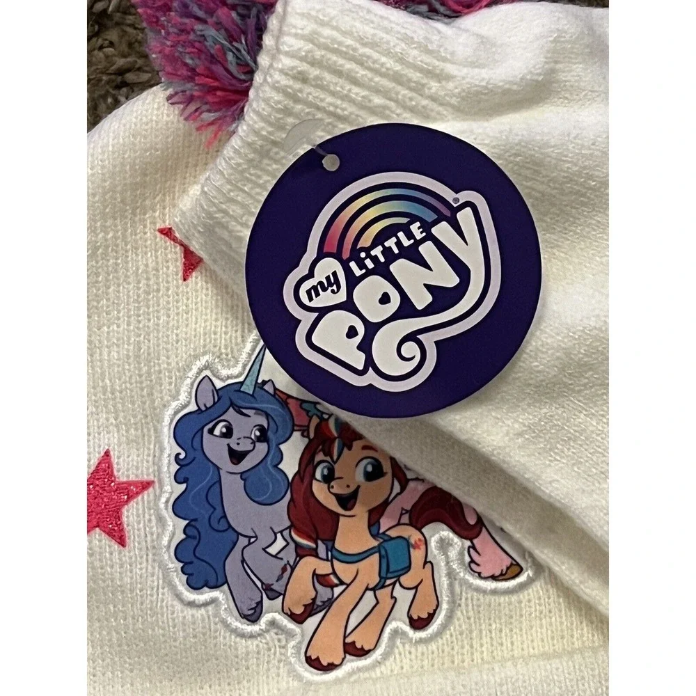 My Little Pony Girls Winter Beanie Knit Hat and Gloves Set One‎ Size New w/ Tags